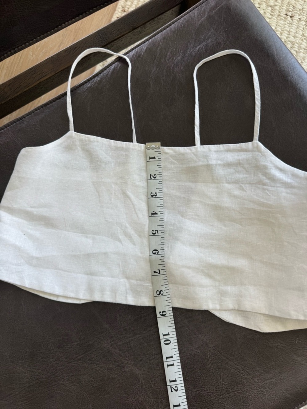 Handmade Linen Top White Minimalist Cottagecore Crop Medium - Picture 5 of 5
